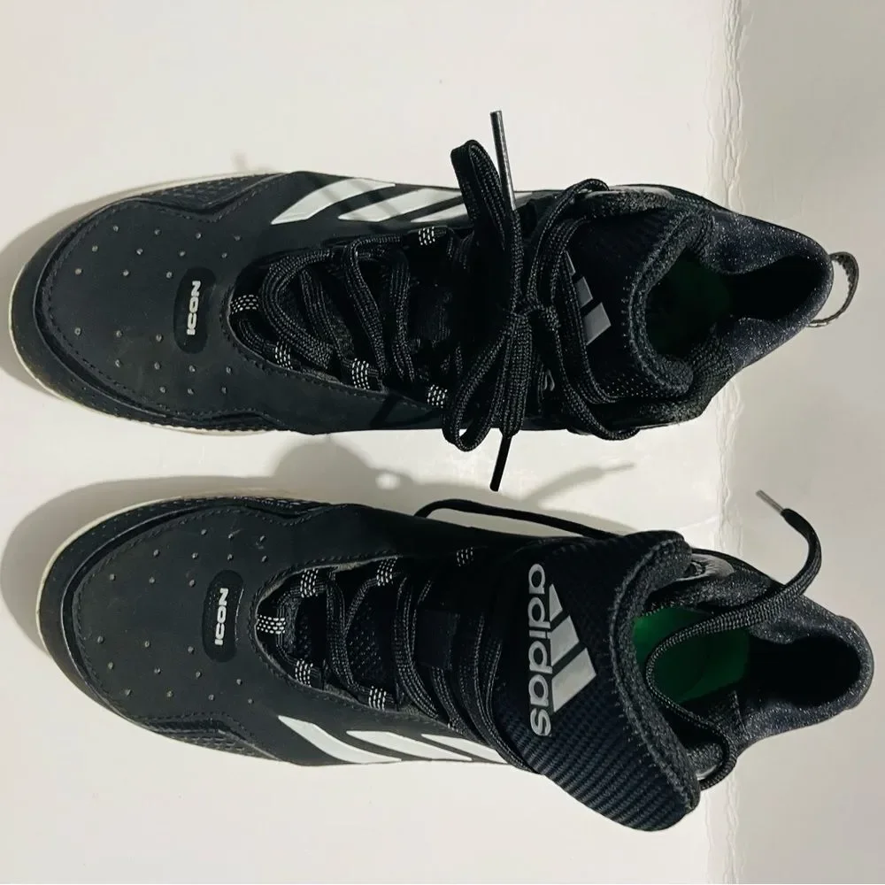 Adidas ICON basketball shoes metal clits black unisex sports men’s 6.5